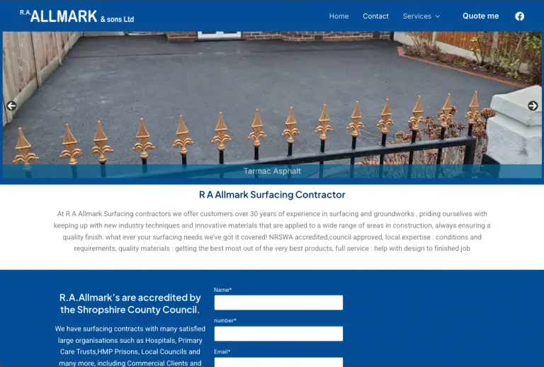Corporate services website